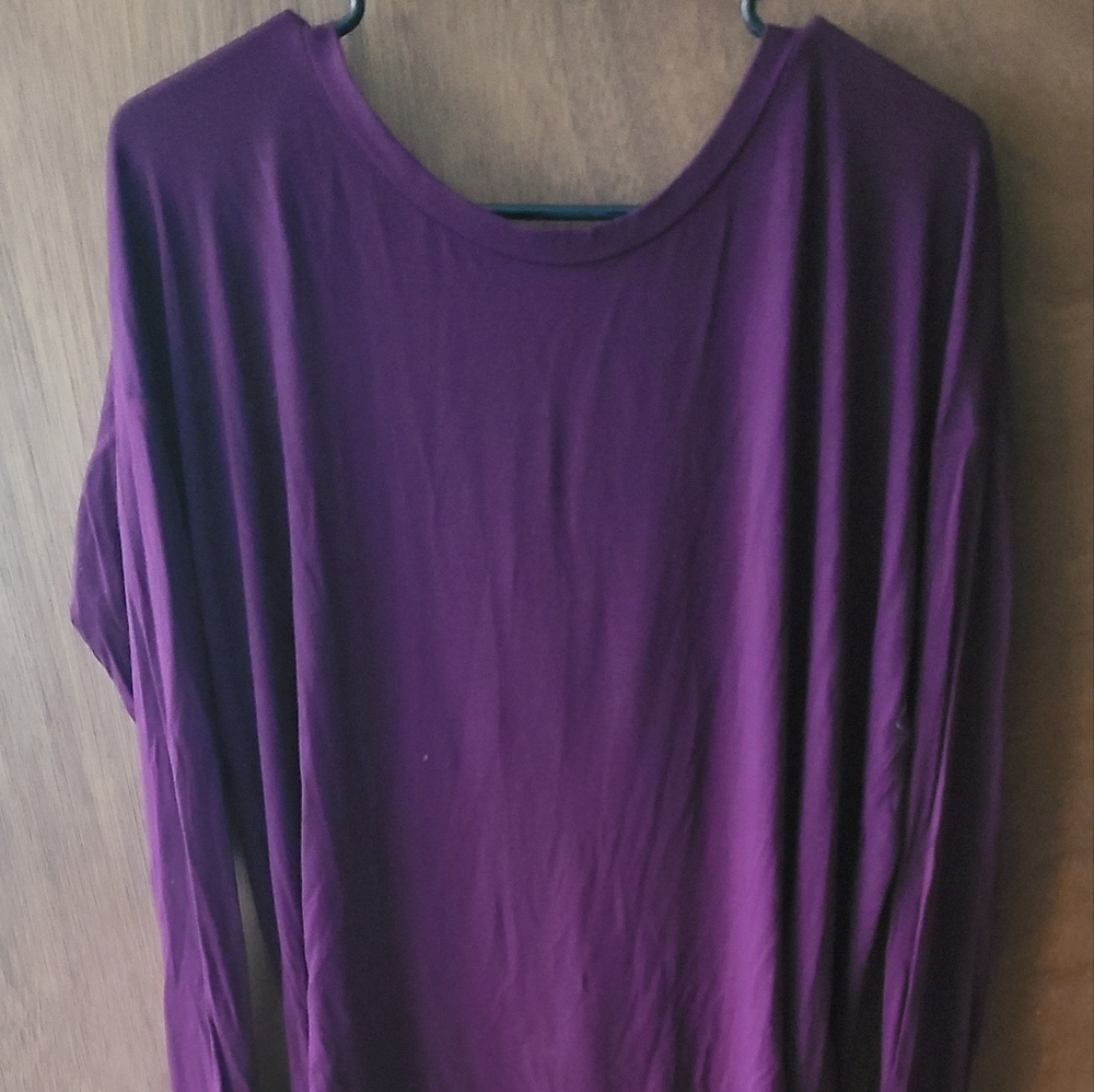 Maroon long sleeve shirt with criss-cross back
